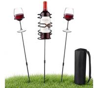 ecooe Lot de porte-bouteilles de vin - Comprend un porte-bouteille de vin en métal de 80 cm de long - 2 porte-verres à vin et un sac de rangement, adapté pour les pique-niques à la plage, les fêtes