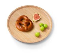 ecooe Plateau de Service Rond en Bambou avec Patins antidérapants pour Fromage, Fruits, collations et Chocolat, Plateau en Bambou Polyvalent pour Cuisine, Salon et Salle de Bain, Ø 30cm