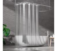 ecooe Rideaux de Douche EVA à Effet 3D, 180 x 200 cm Rideau de Bain Transparent Étanche Anti-Moisissure, Rideau de Salle de Bain avec 12 Anneaux pour Douche à Domicile ou Baignoire