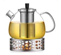 ecooe Théière en Verre avec Infuseur 1500ml avec Chauffe-Théières 18/8 Acier Inoxydable,Theiere Verre avec Infuseur Amovible en Acier Inoxydable,pour le Thé Noir Thé Vert Thé Parfumé Thé aux Fruits