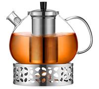 ecooe Théière en Verre avec Infuseur 2000ml avec Chauffe-Théières 18/8 Acier Inoxydable,Theiere Verre avec Infuseur Amovible en Acier Inoxydable,pour le Thé Noir Thé Vert Thé Parfumé Thé aux Fruits