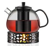 ecooe Théière noire 1500 ml en verre borosilicate avec tamis amovible en acier inoxydable 18/8 résistant à la chaleur pour thé noir, thé vert, thé aux fruits, thé parfumé, Bouilloire