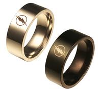 Ecooon Lot de 2 bagues flash pour fan de la saison 5 - Logo éclaircissant - En acier inoxydable - Cadeau pour homme - DC Comics - Superhéros, Acier inoxydable, Aucune pierre précieuse
