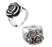 Ecooon Lot de 2 bagues vintage en argent sterling 925 pour femme, bague de promesse, anniversaire de mariage, cocktail, fête, bijoux cadeaux pour adolescentes, 6, Métaux précieux, Aucune pierre