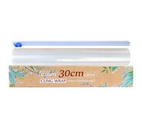 ECOOPTS Film étirable 100 % compostable avec cutter coulissant | Sans BPA et biodégradable | Passe au micro-ondes et au congélateur | 30 cm x 80 m