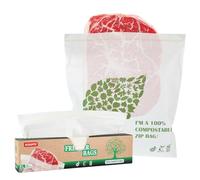 ECOOPTS Lot de 25 grands sacs à sandwich à fermeture éclair 100 % compostables | Sacs de conservation des aliments respectueux de l'environnement | Sacs de congélation | À base de plantes sans BPA |