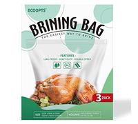 ECOOPTS Lot de 3 sacs à saumure de dinde extra large de 66 x 55,9 cm | Sac de saumure épais pouvant supporter jusqu'à 15,9 kg | Double fermeture éclair | Sans BPA (66 x 55,9 cm)