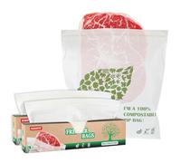 ECOOPTS Lot de 50 grands sacs de congélation à fermeture éclair 100 % compostables | Sacs de rangement alimentaires respectueux de l'environnement | Sacs de congélation à base de plantes sans BPA | Se