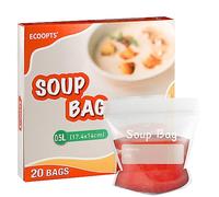 ECOOPTS Sacs de congélation pour soupe, 500 ml, sacs de conservation réutilisables pour soupes et sauces (lot de 20)