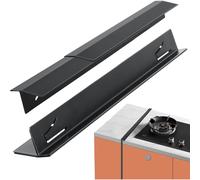 Ecopandy 2 pièces de plan de travail de cuisine en acier inoxydable, couvercle de fente de cuisinière pour plaques de cuisson, largeur de 2 cm et longueur réglable de 35 cm à 70 cm, empêche les