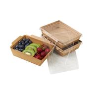 ECOPICNIC 50 lunchbox kraft 700ML avec couvercle - boîtes jetables éco pour repas, salades, gâteaux à emporter.