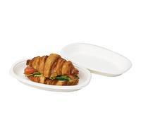ECOPICNIC Assiette ovale de canne à sucre 218 * 138 mm (50 pcs/ensemble), plat jetable de canne à sucre, bol écologique jetable