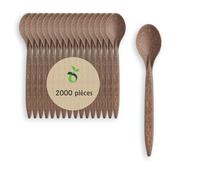 ECOPICNIC Cuillères à Thé Jetables WPC 2000 Pièces Marron Foncé | Cuillères à Thé Écologiques et Durables en Bois et Plastique Composites, Parfaites pour Couverts Jetables Événements, Fêtes