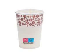 ECOPICNIC Lot de 1200 gobelets à café jetables 180 ml Ø 70 mm Blanc avec motif haricots Gobelets en papier à emporter pour café, barista, café, restauration, café, expresso, boissons chaudes, bureau