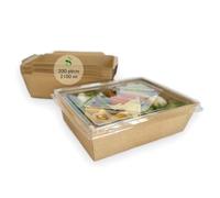ECOPICNIC Lot de 50 Lunchbox en Kraft 2100 ML avec Couvercle | Boîtes Alimentaires jetables en Carton Kraft pour Repas à emporter, barquettes écologiques avec Couvercle pour salades, gâteaux