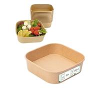 ECOPICNIC Lot de 50 saladiers carré 1000 ML jetables | Barquettes Alimentaires sans Couvercle pour salades, Repas à emporter, Plats Chauds ou froids, Emballage écologique en Carton