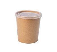 ECOPICNIC Lot de 500 gobelets à Soupe jetables de 750 ML avec Couvercle en PP, gobelets Alimentaires Marron avec revêtement en polyéthylène, Bol à Soupe avec Couvercle