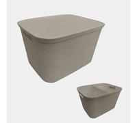 Ecoplast Boîte de rangement multi-usages Cappuccino Large avec couvercle et séparateur - Boîte de rangement pour armoires, rangements et bureaux