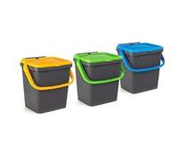 Ecoplast ECP35 Lot de 3 poubelles fermées EcoPlus pour Collecte différenciée écologique 35 litres, Multicolore, 43 x 36 x H43,5