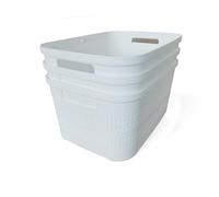 Ecoplast Lot de 3 boîtes de rangement multi-usages Blanc moyen sans couvercle - Boîte de rangement pour armoires, tiroirs, bureaux et rangements