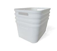 Ecoplast Lot de 4 boîtes de rangement multi-usages Blanc moyen sans couvercle - Boîte de rangement pour armoires, tiroirs, bureaux et rangements