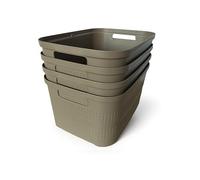 Ecoplast | Lot de 4 boîtes multi-usages Cappuccino Small sans couvercle - Boîte de rangement pour armoires, tiroirs, bureaux et rangements