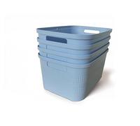 Ecoplast | Lot de 4 petites boîtes de rangement multi-usages sans couvercle - Boîte de rangement pour armoires, tiroirs, bureaux et rangements