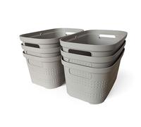 Ecoplast | Lot de 6 boîtes de rangement multifonctions petite taupe sans couvercle - Boîte de rangement pour armoires, tiroirs, bureaux et rangements
