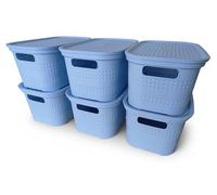 Ecoplast Lot de 6 petites boîtes de rangement multi-usages avec couvercle et séparateur - Boîte de rangement pour armoires, rangements et bureaux