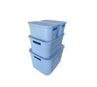 Ecoplast | Poker de boîtes multi-usages lavande 1 pièce large, 1 pièce moyenne et 2 petites pièces avec couvercle et séparateur - Boîte de rangement pour armoires, rangements et bureaux