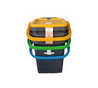Ecoplast Tris de poubelles pour collection différenciée 20 l, couleurs assorties jaune/vert/bleu, 34,5 x 34,5 x 34,5 x 34,5 cm, fabriqué en Italie