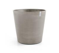 Ecopots Amsterdam Pot de fleurs à roulettes - Diamètre : 80 cm - Grand pot rond en plastique recy vec roulettes - Pour l'intérieur et l'extérieur - Marron/gris