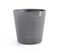 Ecopots Amsterdam Pot de fleurs à roulettes - Gris clair - Diamètre : 60 cm - Grand pot rond en plastique recy vec roulettes - Moderne - Pour l'intérieur et l'extérieur