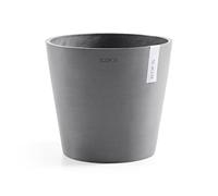 Ecopots Amsterdam Pot de fleurs rond en plastique recyclé - Diamètre : 10 cm - Gris clair - Pour l'intérieur et l'extérieur