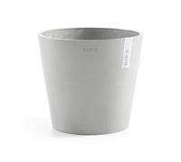 Ecopots Amsterdam Pot de fleurs rond en plastique recyclé - Diamètre : 8 cm - Blanc et gris - Pour l'intérieur et l'extérieur