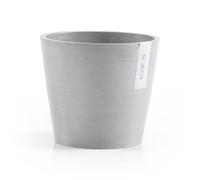 Ecopots Amsterdam Pot de fleurs rond moderne en plastique recycl avec r servoir d'eau Blanc Gris 8