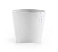 Ecopots Amsterdam Pot de fleurs rond moderne en plastique recycl avec r servoir d'eau Blanc pur 8