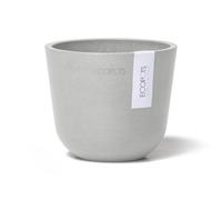 Ecopots Oslo Mini pot de fleurs rond durable et moderne pour intérieur/extérieur - En composite recyclé - Blanc gris - 11,4 cm