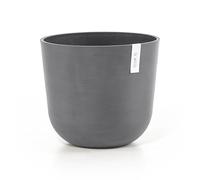 ECOPOTS Oslo Pot de fleurs gris - Avec alimentation en eau - Diamètre : 35 cm - Grand pot de fleurs rond en plastique recy ache-pot moderne pour l'intérieur et l'extérieur
