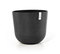 ECOPOTS Oslo Pot de fleurs rond en plastique recyclé - Diamètre : 25 cm - Pour l'intérieur et l'extérieur - Gris foncé