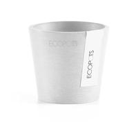 Ecopots Pot de fleurs Amsterdam blanc - Diamètre : 8 cm - Rond - Petit pot de fleurs - En plastique recyclé - Pot de fleurs moderne pour l'intérieur et l'extérieur