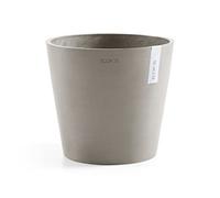 Ecopots Amsterdam Pot de fleurs rond en plastique recyclé Diamètre 40 cm Marron/gris Pot moderne pour l'intérieur et l'extérieur