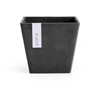 Ecopots Rotterdam Pot de fleurs, carré, en plastique recyclé, 20 x 20 cm, gris foncé, pour l'intérieur et l'extérieur