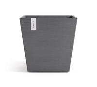 Ecopots Rotterdam Pot de fleurs, carré, petit, avec irrigation, en plastique recyclé, 35 x 35 cm, moderne, pour l'intérieur et l'extérieur Gris