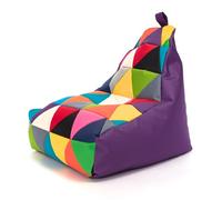 Ecopuf - Fauteuil Pouf en Polyester Keiko Patchwork Taille S/M - Pouf Poire Résistant aux Déchirures et aux Taches - Pouf Salon avec Poignée - Meubles de Salon - Base Violet Nc5