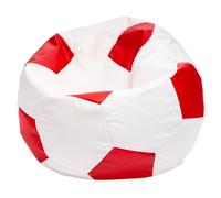 Ecopuf Football Pouf L - Ballon de Foot en Simili Cuir - Génial pour Les Fans de Football, Les Enfants - Salon - Fauteuil Gaming - 90x55cm, Rouge E6