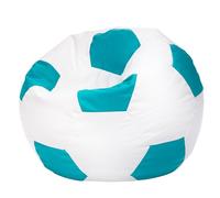 Ecopuf Football Pouf L - Chambre Ballon de Foot en Simili Cuir - Génial pour Les Fans de Football, Les Enfants - Salon - Fauteuil Gaming - 90x55cm, Turquoise E20