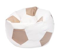 Ecopuf Football Pouf L - Pouf Chambre Ballon de Foot en Simili Cuir - Génial pour Les Fans de Football, Les Enfants - Pouf Salon - Pouf Enfant - Fauteuil Gaming - 90x55cm, Beige E17