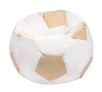 Ecopuf Football Pouf M - Chambre Ballon de Foot en Simili Cuir - Génial pour Les Fans de Football, Les Enfants - Salon - Fauteuil Gaming - 65x45cm, Ivoire E2