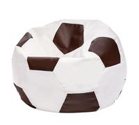 Ecopuf Football Pouf M - Chambre Ballon de Foot en Simili Cuir - Génial pour Les Fans de Football, Les Enfants - Pouf Salon - Fauteuil Gaming - 65x45cm, Marron foncé E13